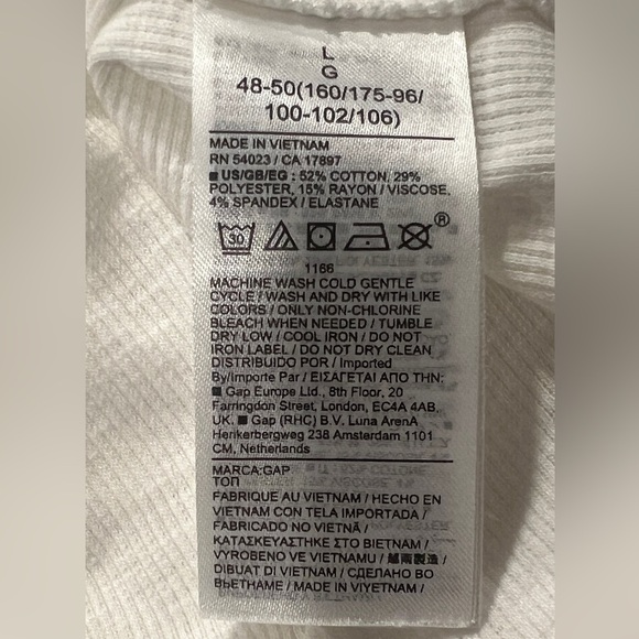 GAP Women’s White Scoop Neck Flutter Sleeve Rib Tee Size L - Picture 4 of 5